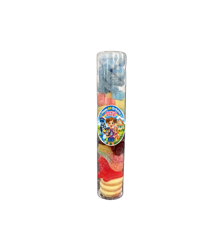 Candy Tubes - A clear candy tube filled with popular sweets, ideal for party favours, giveaways, and themed events. - Sweet Thingzz Toronto